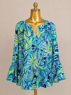 LG Lilly Pulitzer L/S Matilda Silk V Neck Palm Leaf Print