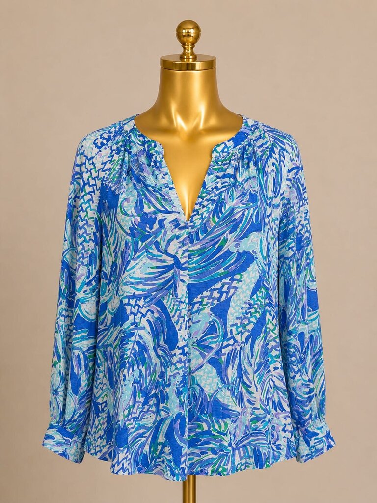 MD Lilly Pulitzer L/S V Neck Botanical Top