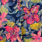 MD Lilly Pulitzer Essie Tank Top Capri Soleil Floral Print Smocked Neckline 3/4 BF