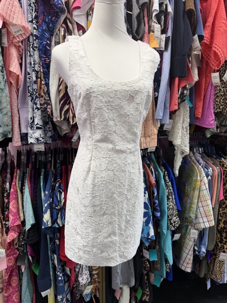 4 Lilly Pulitzer Classic Scoop Neckline Sleeveless Tank Lace Overlay Sheath/Shift Dress