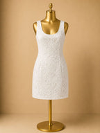 4 Lilly Pulitzer Classic Scoop Neckline Sleeveless Tank Lace Overlay Sheath/Shift Dress