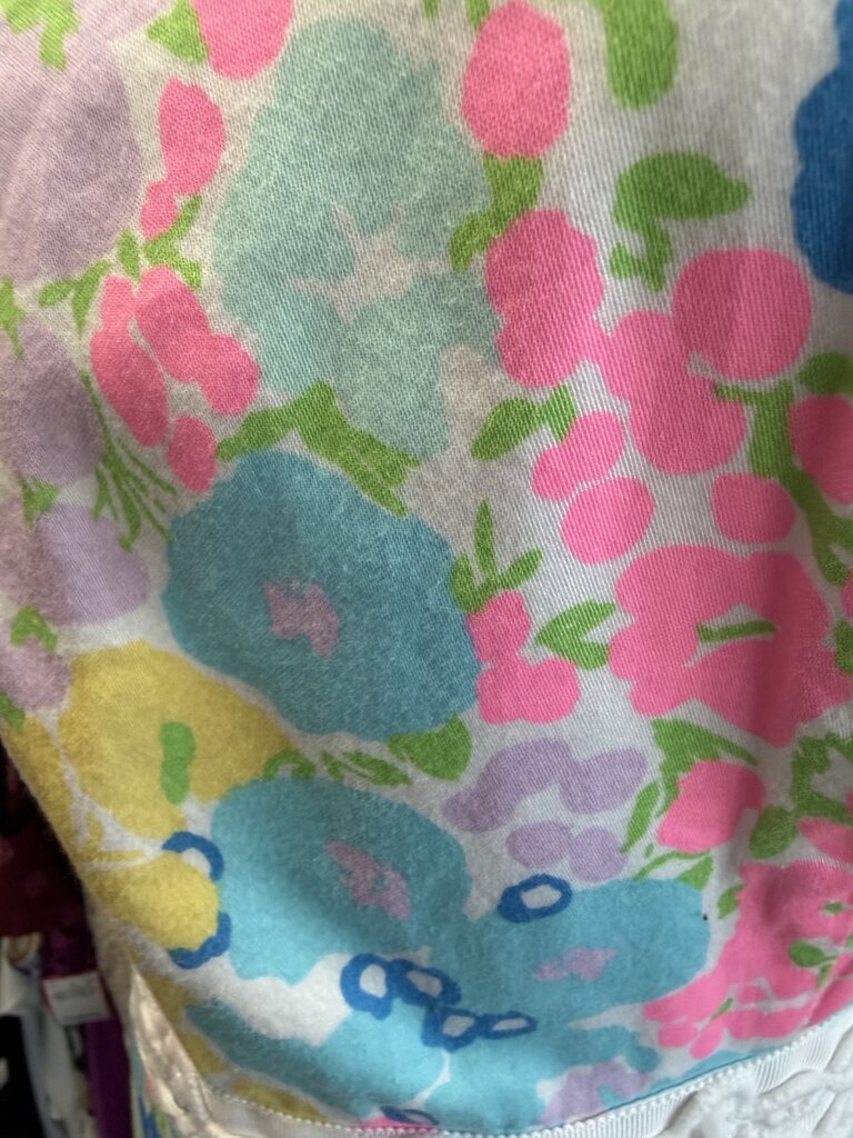 10 Lilly Pulitzer Serena Floral Print Square Neckline Embroidered w/ Delicate Sequin Waistband Dress As is