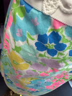 10 Lilly Pulitzer Serena Floral Print Square Neckline Embroidered w/ Delicate Sequin Waistband Dress As is