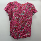 XS Lilly Pulitzer S/S Silk Paisley Blouse Pleated Scoop Neckline