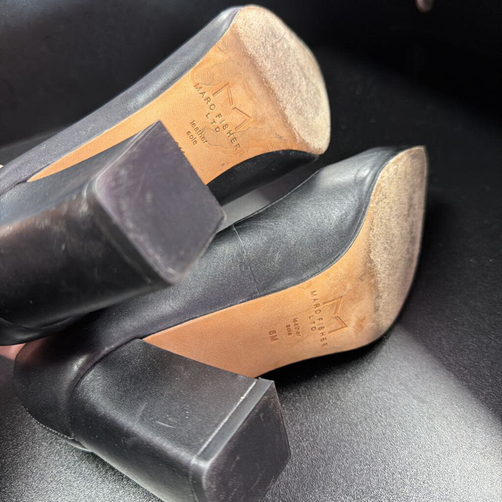 6 Marc Fisher Pointed Leather Block Heel