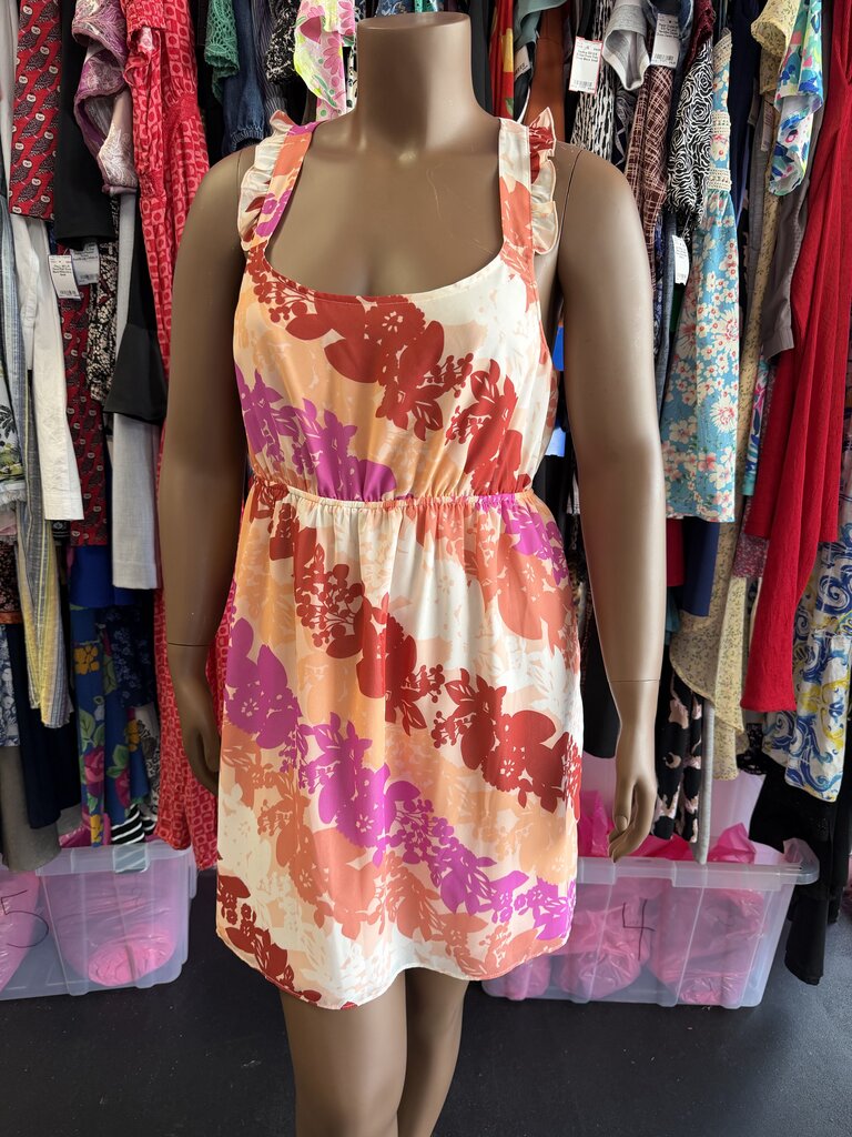 XL Ruffle Sleeve Floral Print M/C Dress