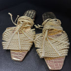 43/11 Square Woven Gladiator flat sandal