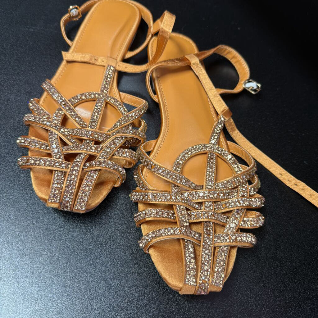 42/10 Rhinestone Ankle Strap Flat Sandal