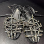 42/10 Rhinestone Ankle Strap Flat Sandal