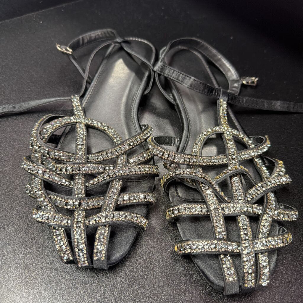 42/10 Rhinestone Ankle Strap Flat Sandal