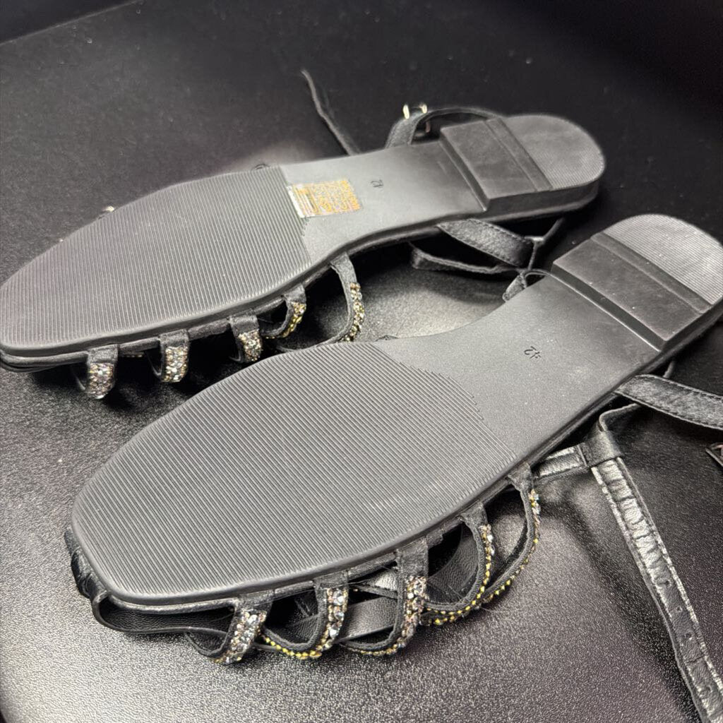 42/10 Rhinestone Ankle Strap Flat Sandal