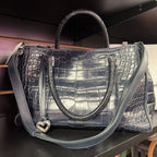 Brighton Monroe VTG Dark Navy Croco Tote Handbag