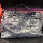 Brighton Monroe VTG Dark Navy Croco Tote Handbag