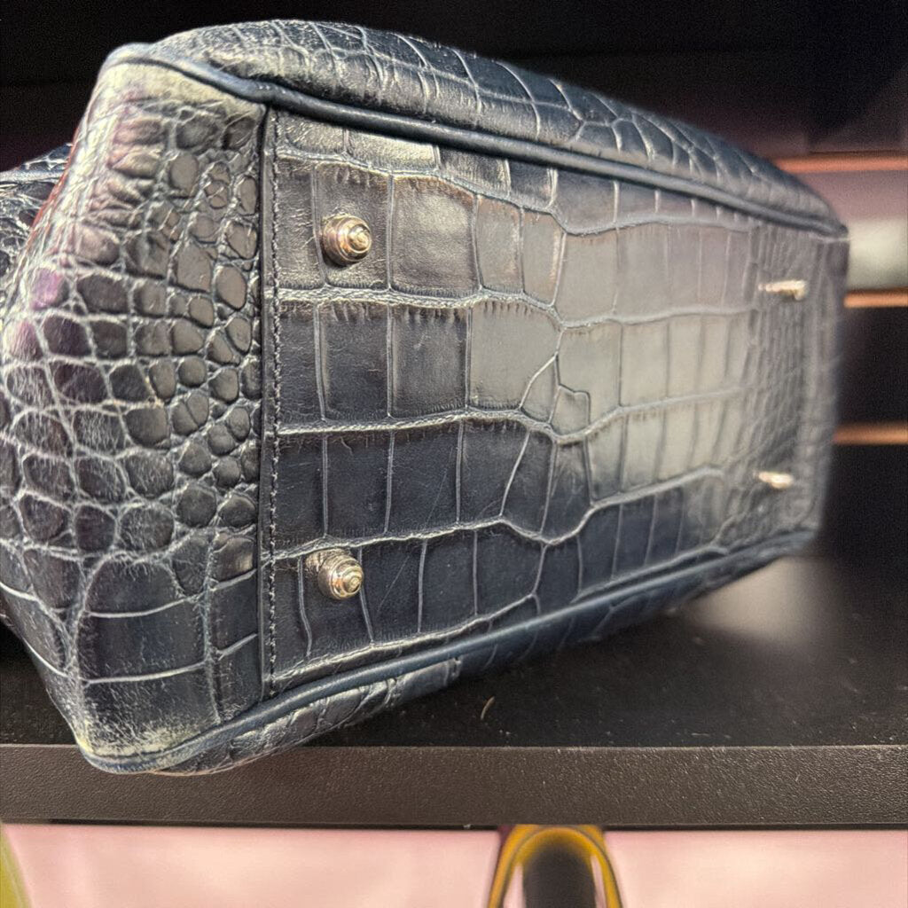 Brighton Monroe VTG Dark Navy Croco Tote Handbag