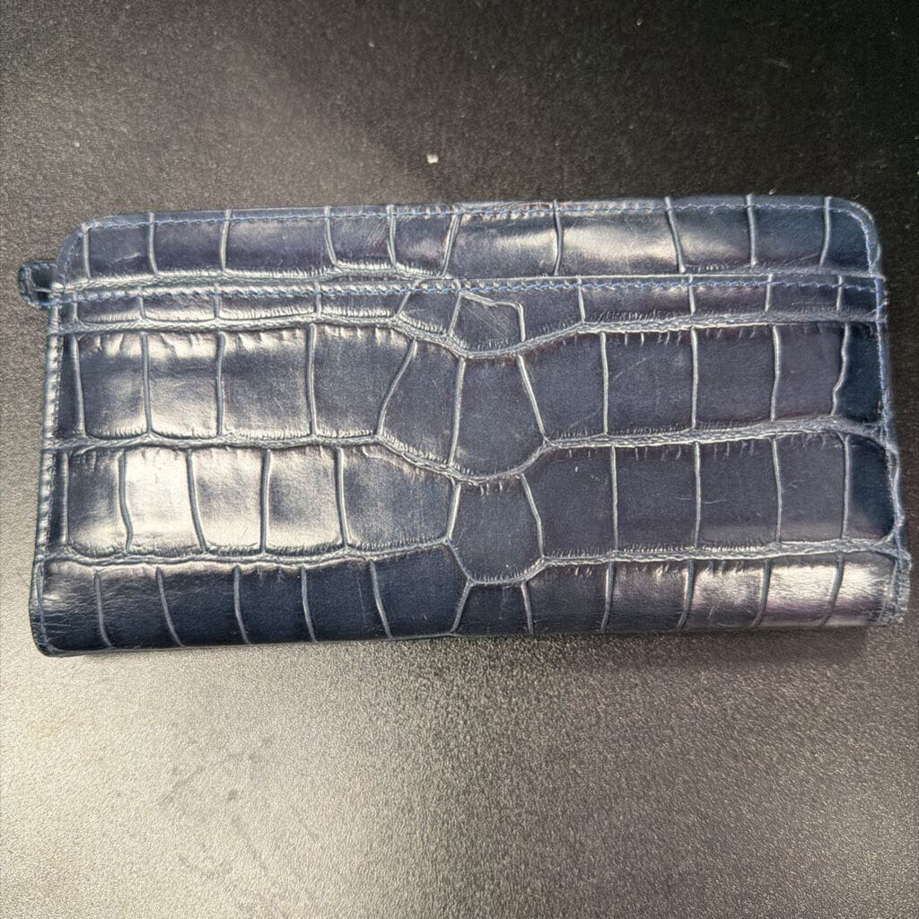 Brighton Monroe VTG Dark Navy Croco Bifold Wallet