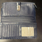 Brighton Monroe VTG Dark Navy Croco Bifold Wallet