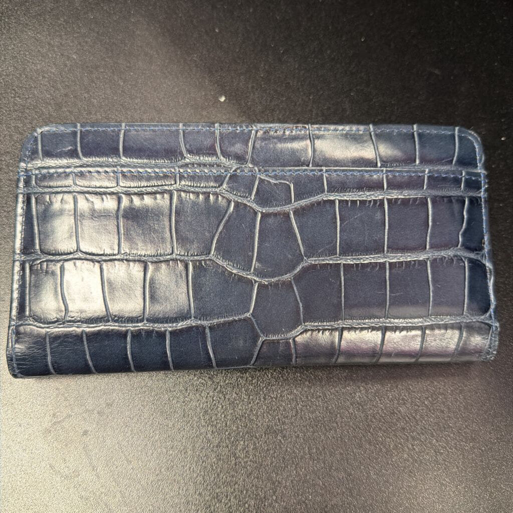 Brighton Monroe VTG Dark Navy Croco Bifold Wallet