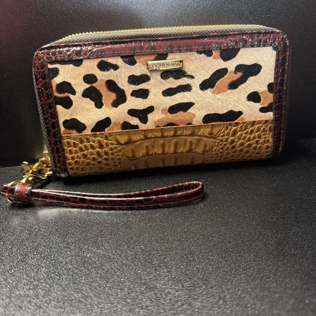 Brahmin Ady Wallet Animal Hair Croco Double Zip Wallet Wrist