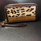 Brahmin Ady Wallet Animal Hair Croco Double Zip Wallet Wrist