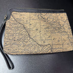Patricia Nash Wristlet Cassini Cloth Leather Trim Signature Map Print