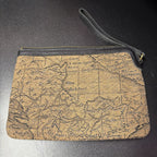 Patricia Nash Wristlet Cassini Cloth Leather Trim Signature Map Print