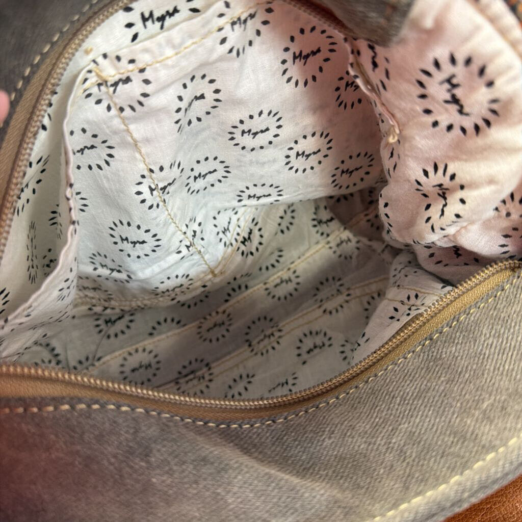 Myra Bag western Style Tooled Leather Convertible Animal hair