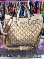Coach Field Tote 40 Horse & Carriage Motiff In Cream