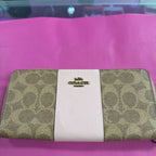 Coach Monogram Pink Stripe Wallet