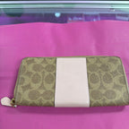 Coach Monogram Pink Stripe Wallet