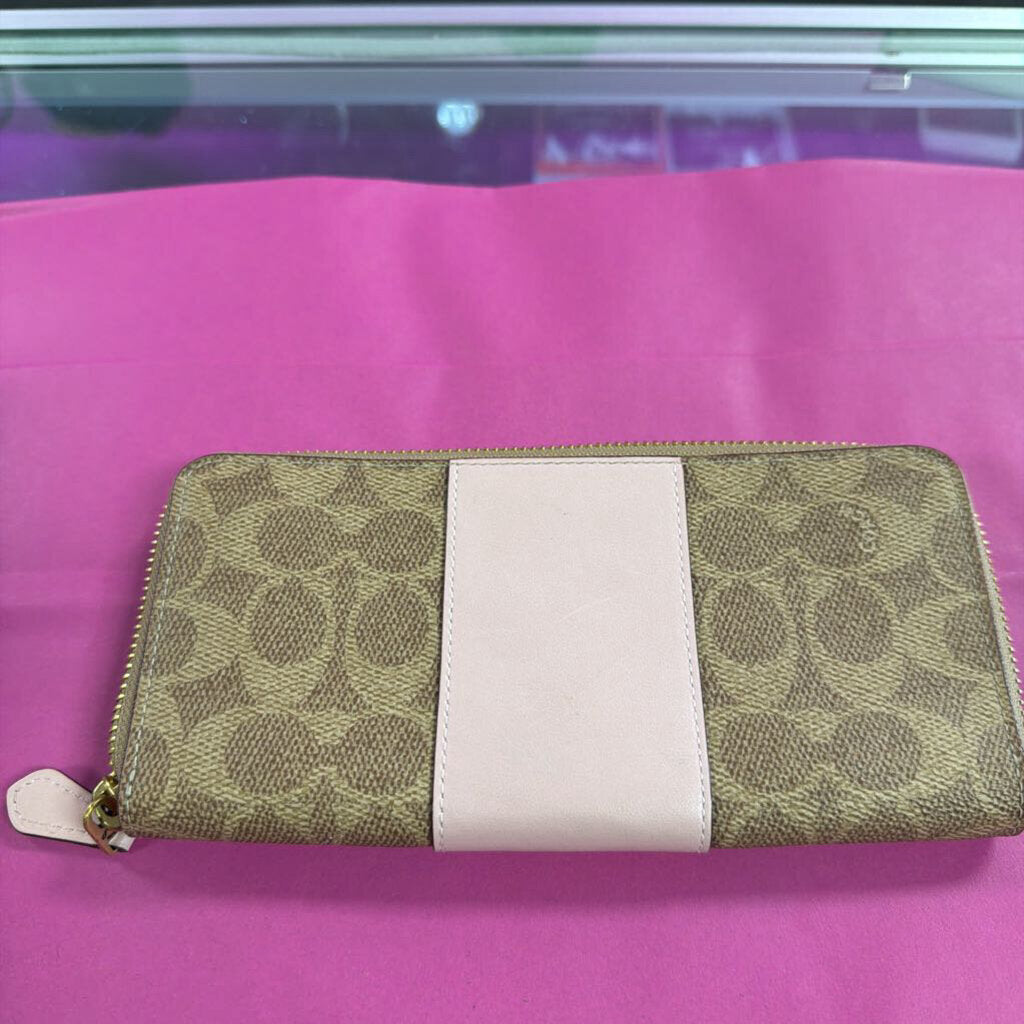 Coach Monogram Pink Stripe Wallet