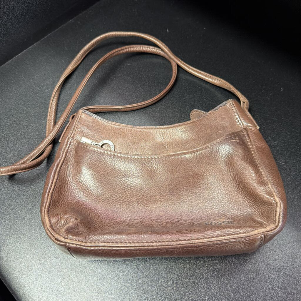 Fossil VTG Leather Silver Key charm Shoulder Bag