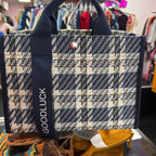 Good Luck Canvas Plaid Tote Bag Crossbody