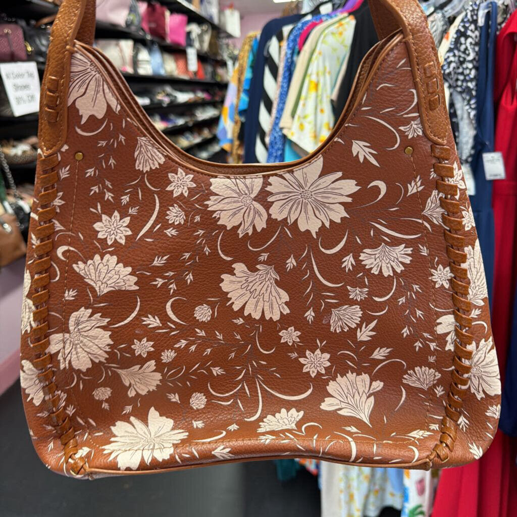 Style & Co. Faux Leather Floral Whipstitch Detail Hobo