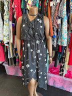 XL Sleeveless Ruffle Floral Silky Feel Layer Dress
