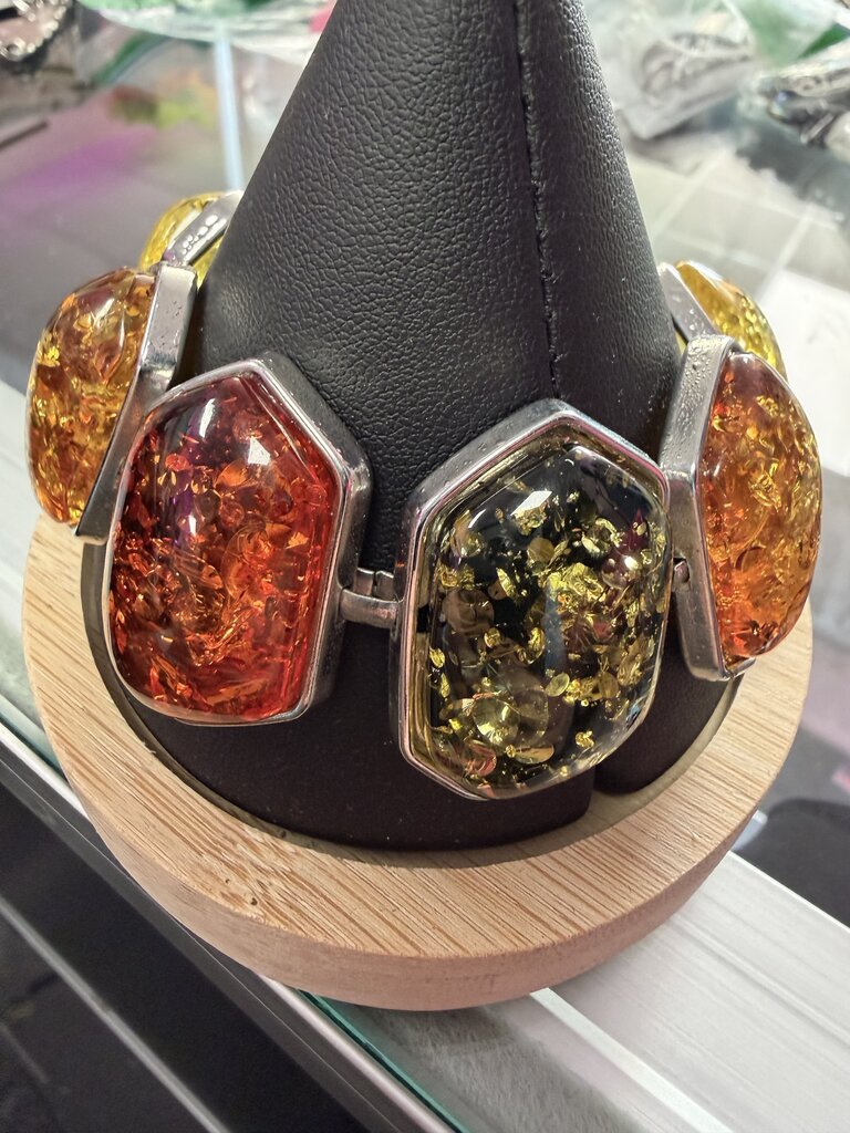 Large Gemstone Multi Color Toggle Bracelet