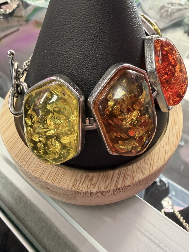 Large Gemstone Multi Color Toggle Bracelet