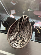 Vintage Premier Designs Silver tone Hammered Teardrop Pendant with Intricate Filigree Scroolwork