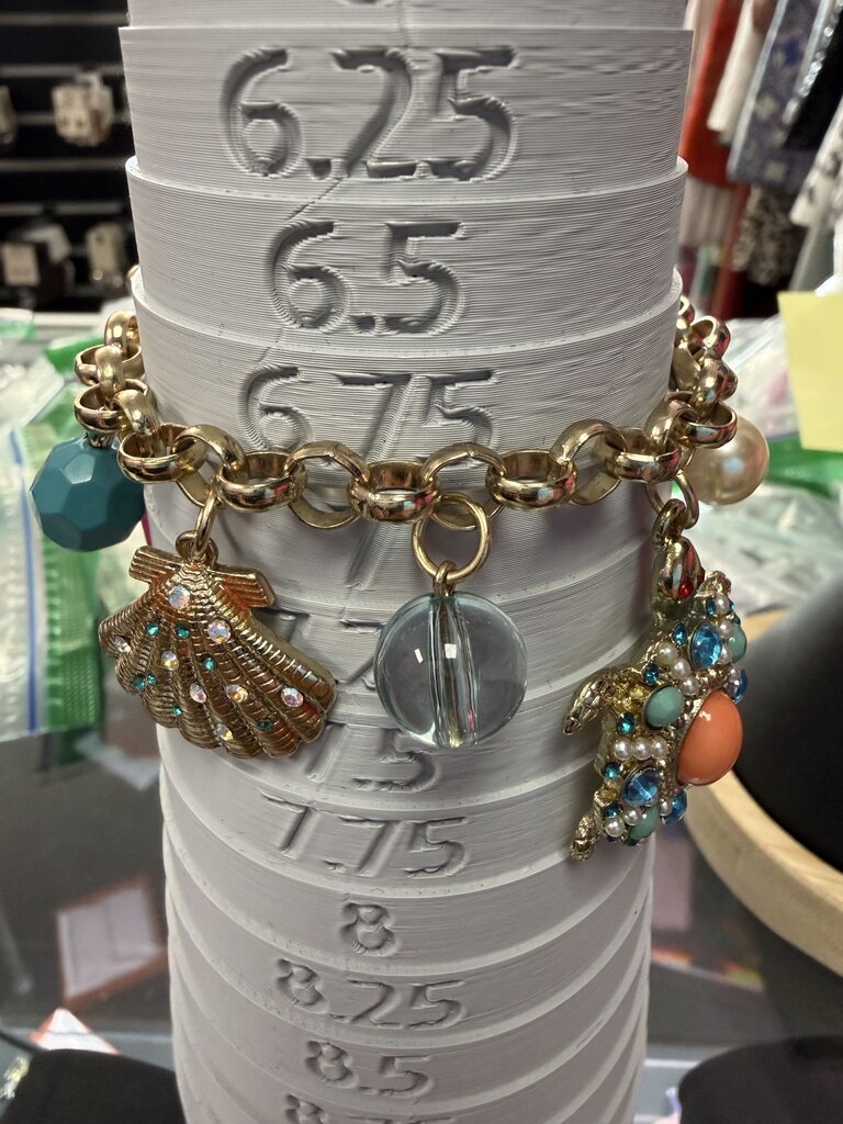 Betsey Johnson Ocean Themed Gold Tone Charm Bracelet