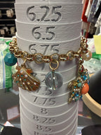 Betsey Johnson Ocean Themed Gold Tone Charm Bracelet