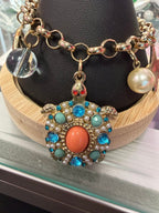 Betsey Johnson Ocean Themed Gold Tone Charm Bracelet