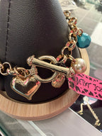 Betsey Johnson Ocean Themed Gold Tone Charm Bracelet