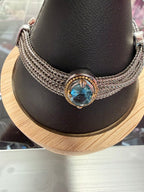 Silver & Gold Tone Multi Row Chain Bracelet With Fashion Topaz Gemstone