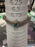 Silver & Gold Tone Multi Row Chain Bracelet With Fashion Topaz Gemstone