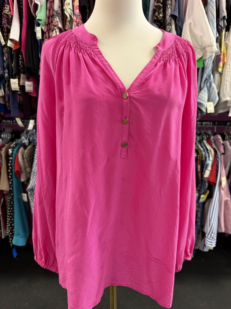 LG Lilly Pulitzer Elsa Silk Blouse Vibrant Solid