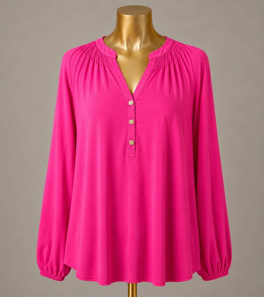 LG Lilly Pulitzer Elsa Silk Blouse Vibrant Solid