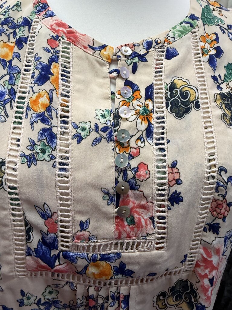 XS Anthropologie Floral 3/4 BF GreenHouse Tank Lader Lace Detail