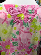 SM Lilly Pulitzer VTG S/S Embroidered Cotton Floral Cinch Waist Cover Up Dress