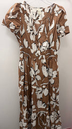 LG C/S Floral Stretch Waist Layered V Neck Dress