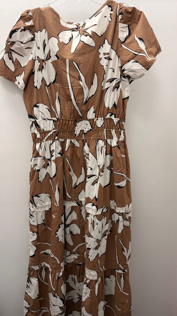LG C/S Floral Stretch Waist Layered V Neck Dress