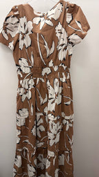 LG C/S Floral Stretch Waist Layered V Neck Dress